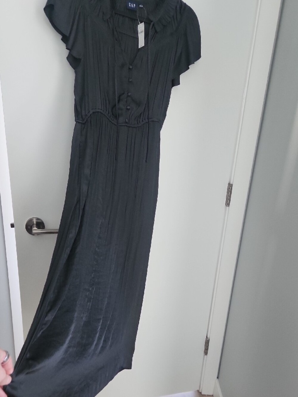 GAP Grey Button-Front Ruffle Maxi Dress - Picture 5 of 7